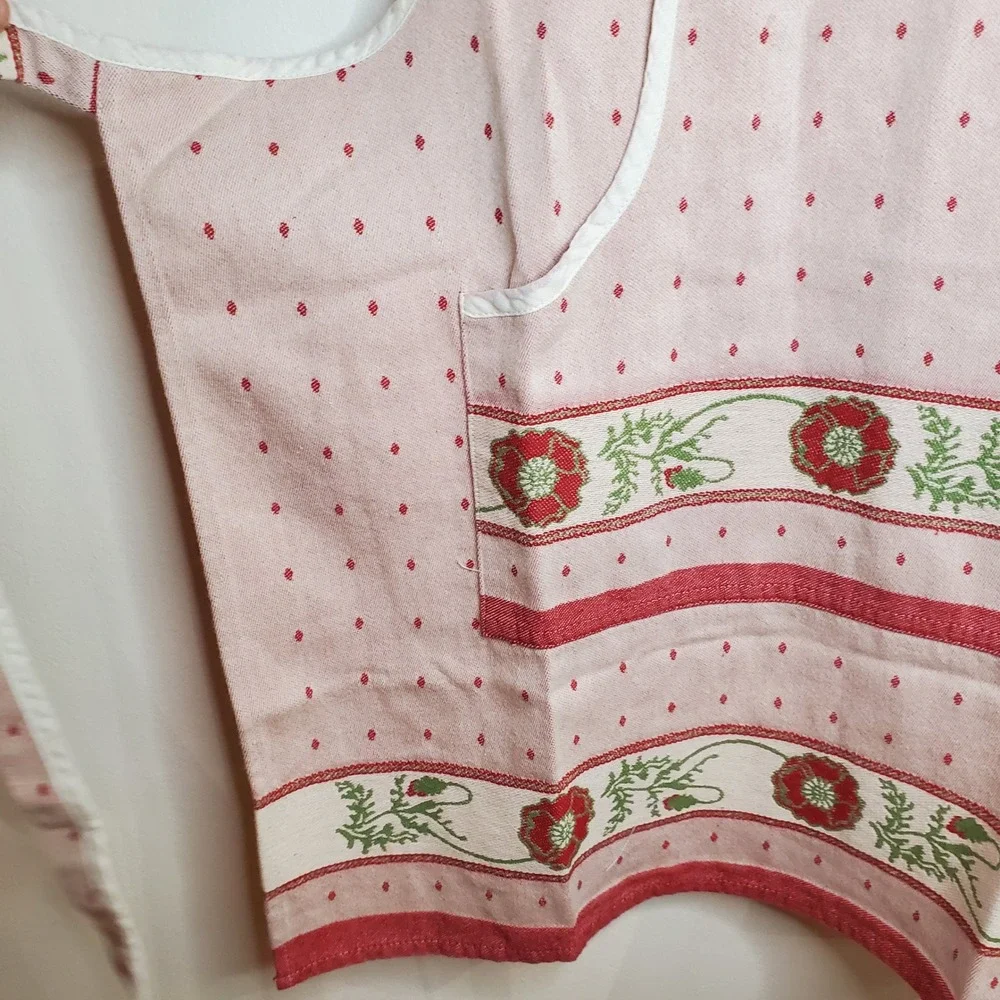 Elias House Holland Red Floral Dot Cotton Apron Baking‎ Kitchen French Country